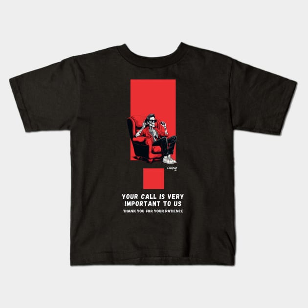 Customer Service Chronicles: The Eternal Hold Kids T-Shirt by LollipopINC